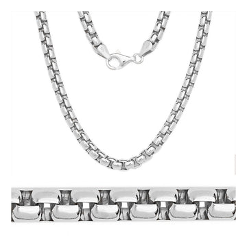 Rhodium Plated Round Box Chain